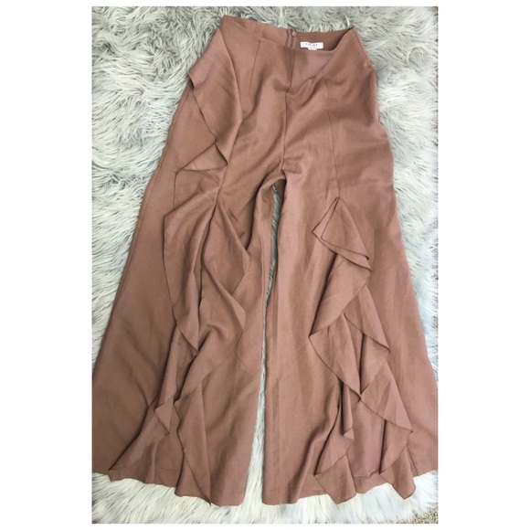 FAVLUX Pants - Mauve Wide & Open Hi-Rise Ruffle Pants EUC FASHION
